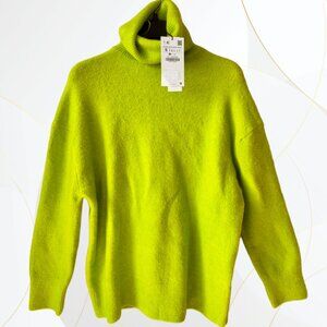 NWT Zara Oversized Turtleneck Sweater Green